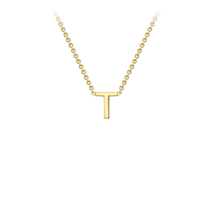 9K Yellow Gold 'T' Initial Adjustable Letter Necklace 38/43cm
