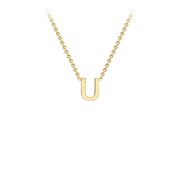 9K Yellow Gold 'U' Initial Adjustable Letter Necklace 38/43cm