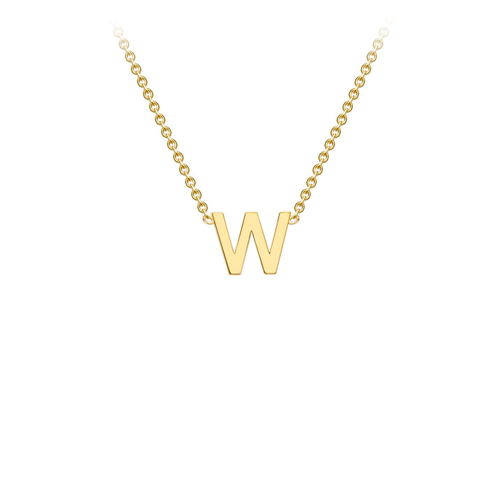 9K Yellow Gold 'W' Initial Adjustable Letter Necklace 38/43cm