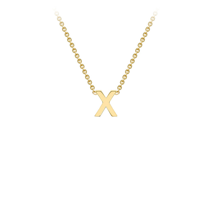 9K Yellow Gold 'X' Initial Adjustable Letter Necklace 38/43cm