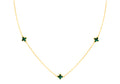 9K Yellow Gold 3 Malachite Petal Necklace 40-42.5 cm