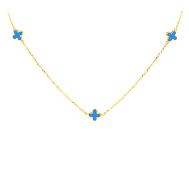 9K Yellow Gold Turquoise Petal Necklace 41+2.5cm | The Jewellery Boutique