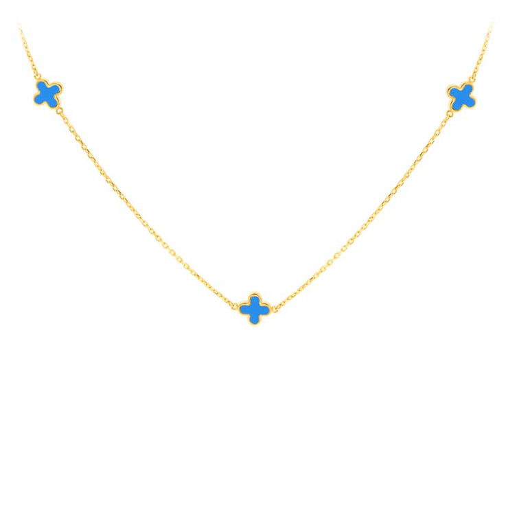 9K Yellow Gold Turquoise Petal Necklace 41+2.5cm | The Jewellery Boutique