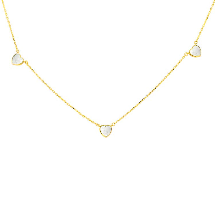 9K Yellow Gold Mop Heart Necklace 41+2.5cm | The Jewellery Boutique