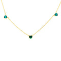 9K Yellow Gold Malachite Heart Necklace 41+2.5cm | The Jewellery Boutique
