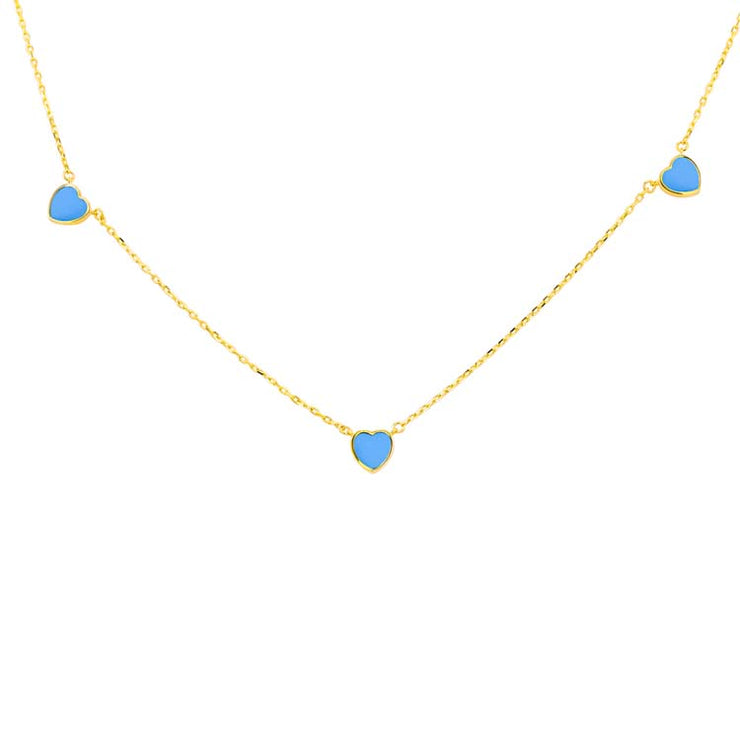 9K Yellow Gold Turquoise Heart Necklace 41+2.5cm | The Jewellery Boutique