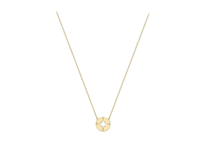 9K Yellow Gold Compass Necklace 40-42 cm