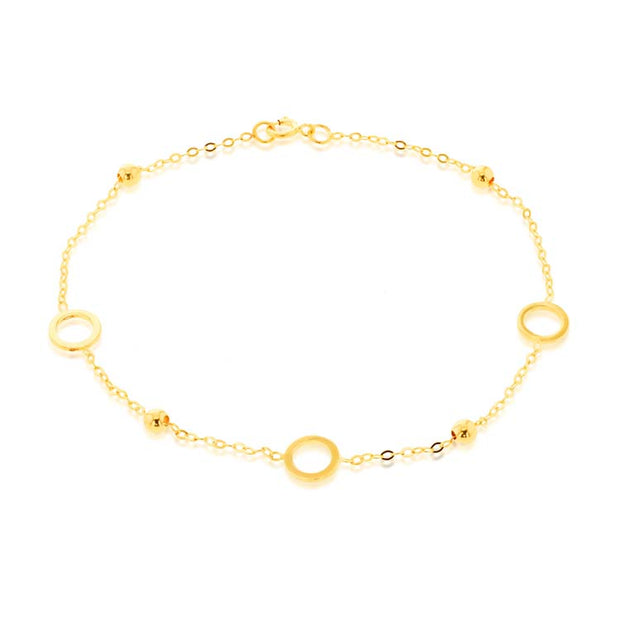 9K Yellow Gold Circle Bead Bracelet 19cm | The Jewellery Boutique