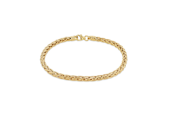 9K Yellow Gold Wheat Link Bracelet 19 cm