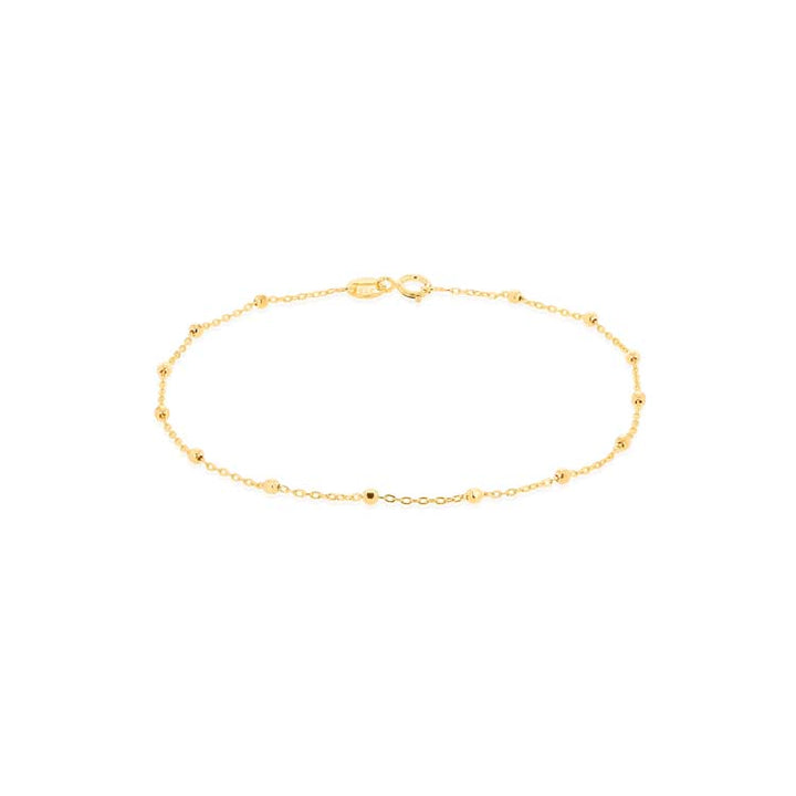 9K Yellow Gold Trace & Ball Chain Bracelet 18cm