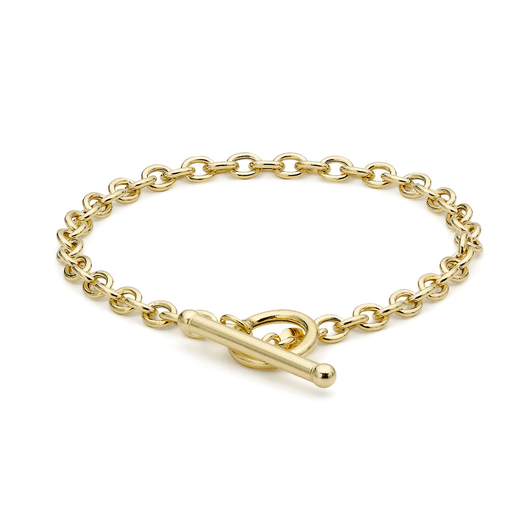 Glow 9K Gold Oval Belcher T-Bar Bracelet 19cm