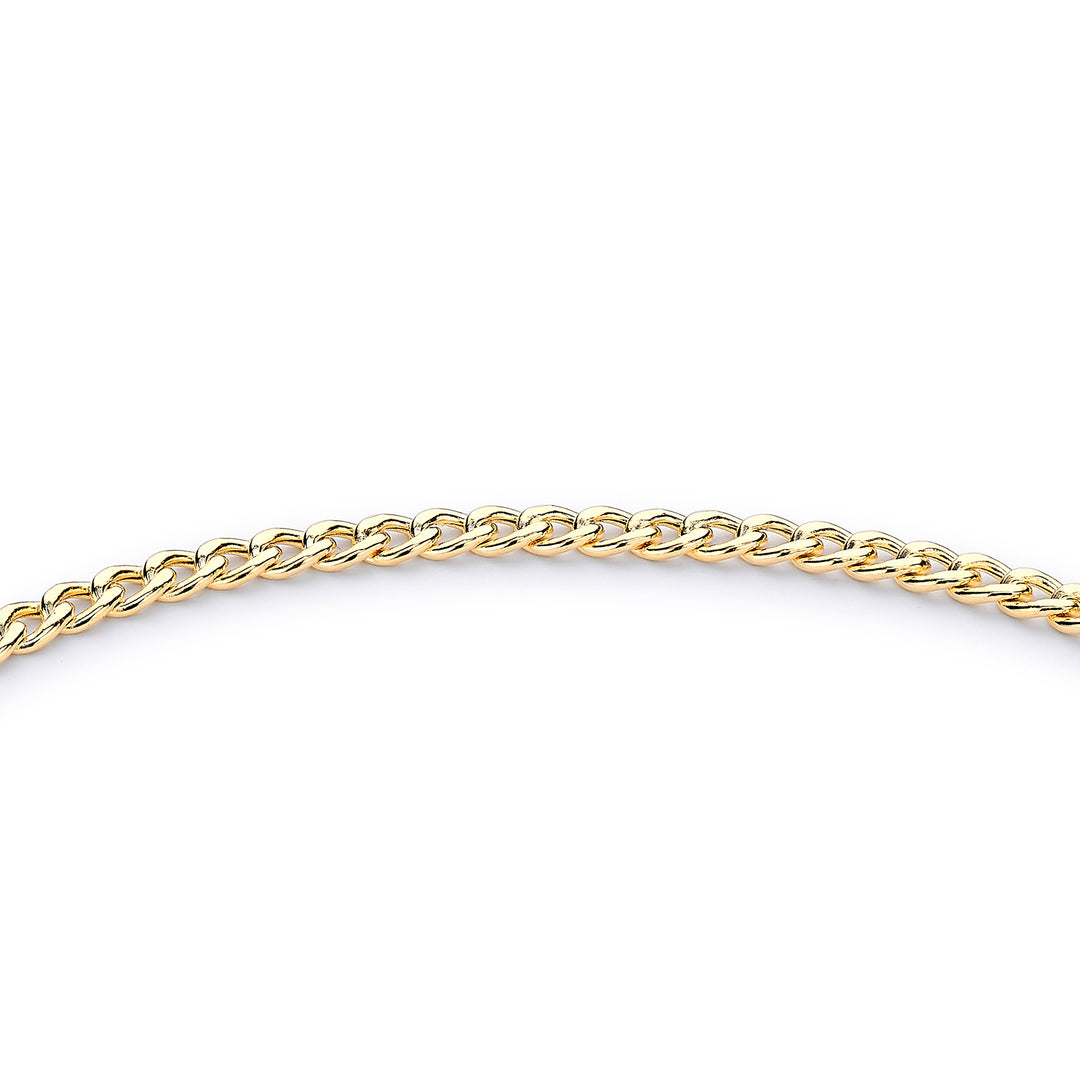 Glow 9K Gold Hollow Curb Albert T-Bar Bracelet 19cm