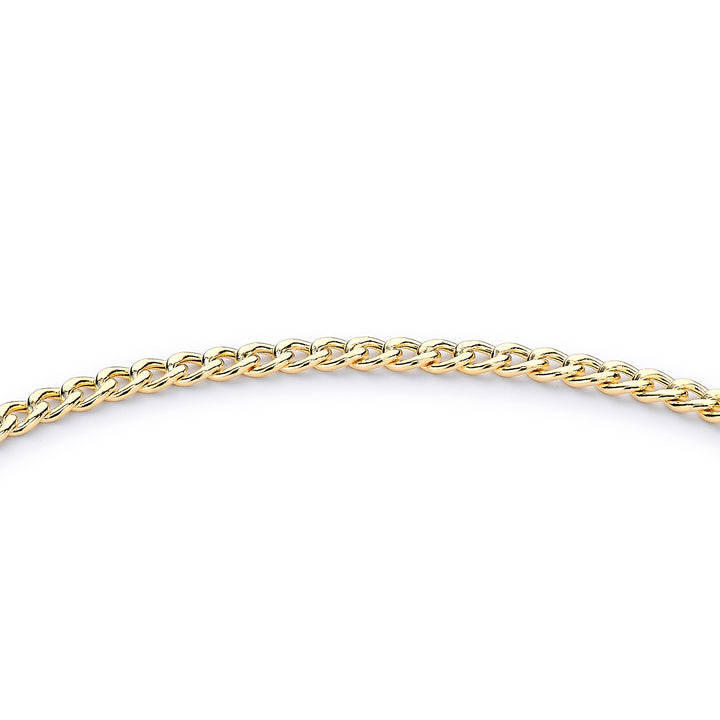 Glow 9K Gold Hollow Curb Albert T-Bar Bracelet 19cm