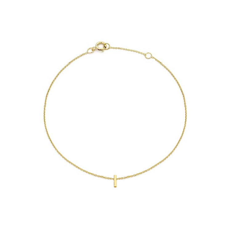 9K Yellow Gold Mini Initial 'I' Bracelet 15.5-19cm | The Jewellery Boutique