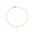 9K Yellow Gold Mini Initial 'T' Bracelet 15.5-19cm | The Jewellery Boutique