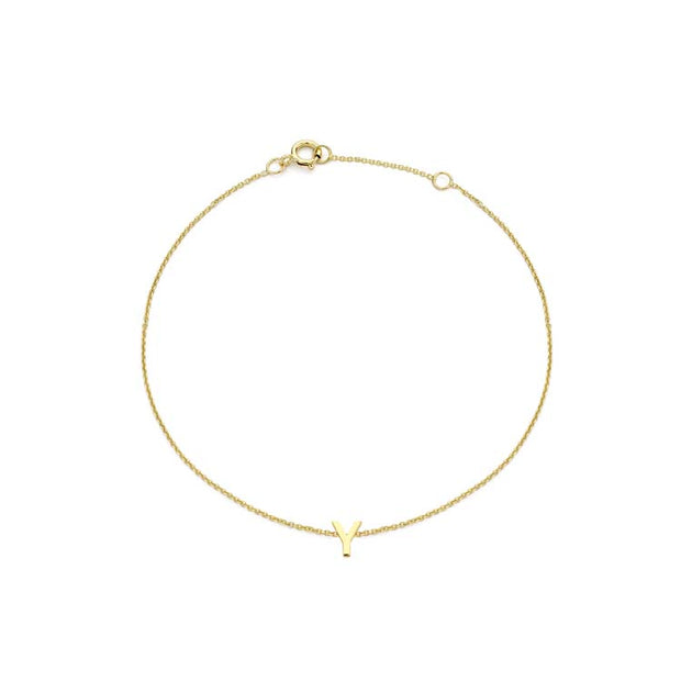 9K Yellow Gold Mini Initial 'Y' Bracelet 15.5-19cm | The Jewellery Boutique