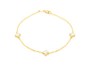 9K Yellow Gold 3 Mother-of-Pearl Petal Bracelet 19 cm