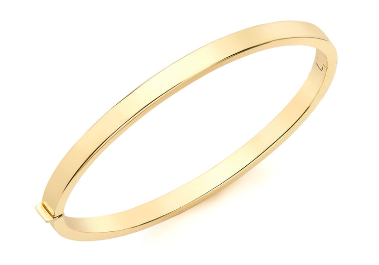 9K Yellow Gold Plain Hinged Bangle 60 mm