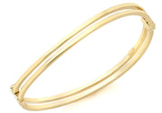 9K Yellow Gold Double Square Tube Wave Bangle 60 mm