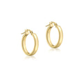 9K Yellow Gold 3mm Rectangular-Tube 15mm Hoop Creole Earrings