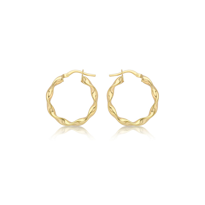 9K Yellow Gold 22.5mm Twist Hoop Creole Earrings