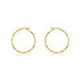 9K Yellow Gold Diamond Cut Hoop Earrings 28mm