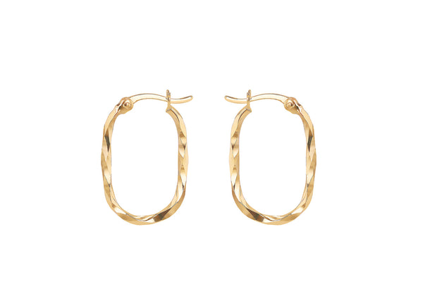 9K Yellow Gold Twist Oval Earrings