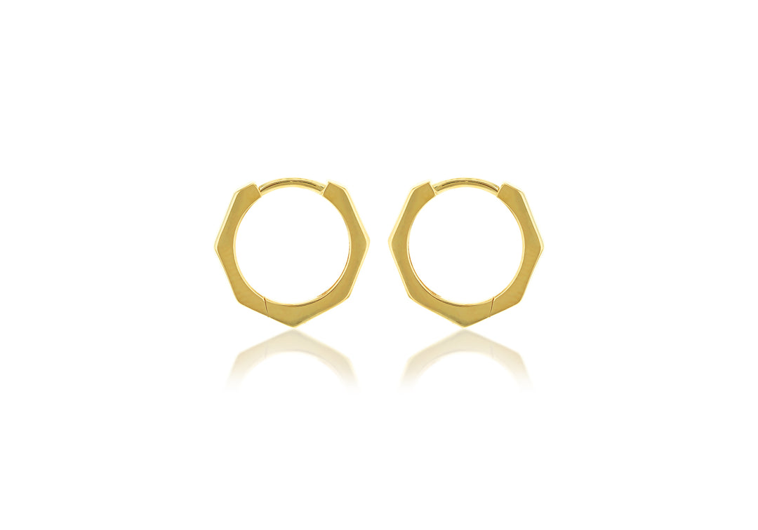 9K Yellow Gold Hexagon Huggies