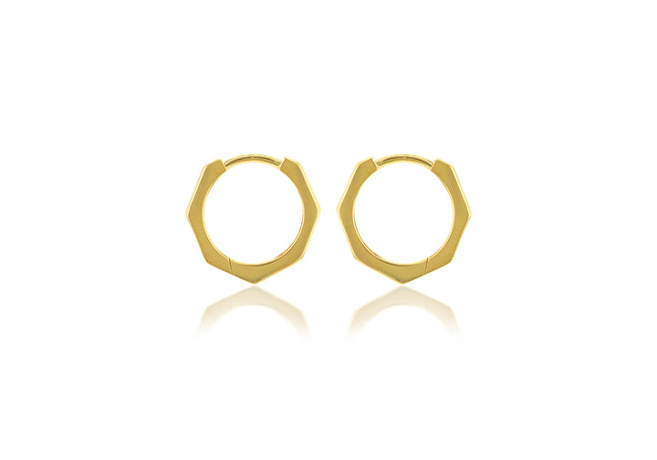 9K Yellow Gold Hexagon Huggies