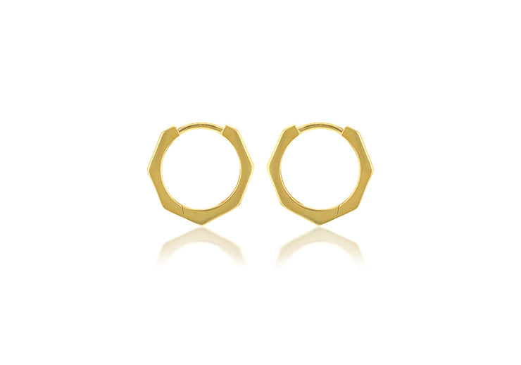 9K Yellow Gold Hexagon Huggies