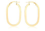 9K Yellow Gold Flat Oval Hoops