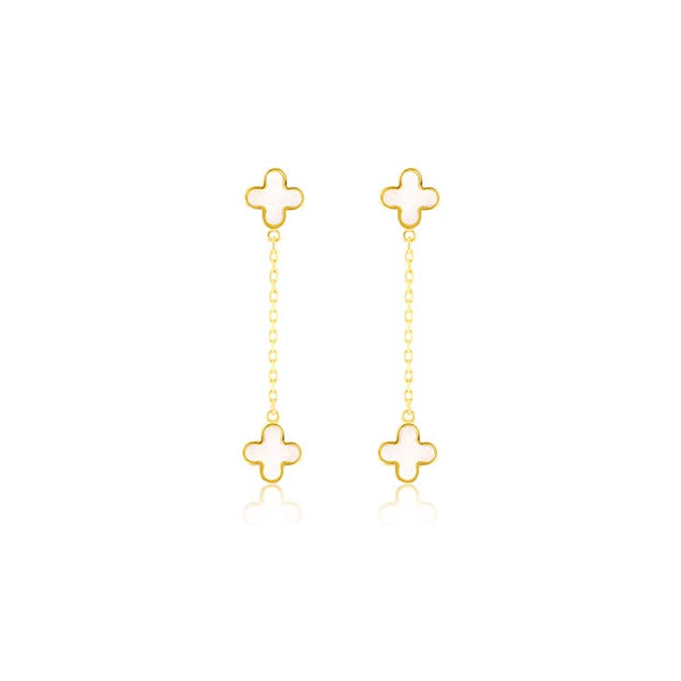 9K Yellow Gold Mop Petal Drop Earrings | The Jewellery Boutique