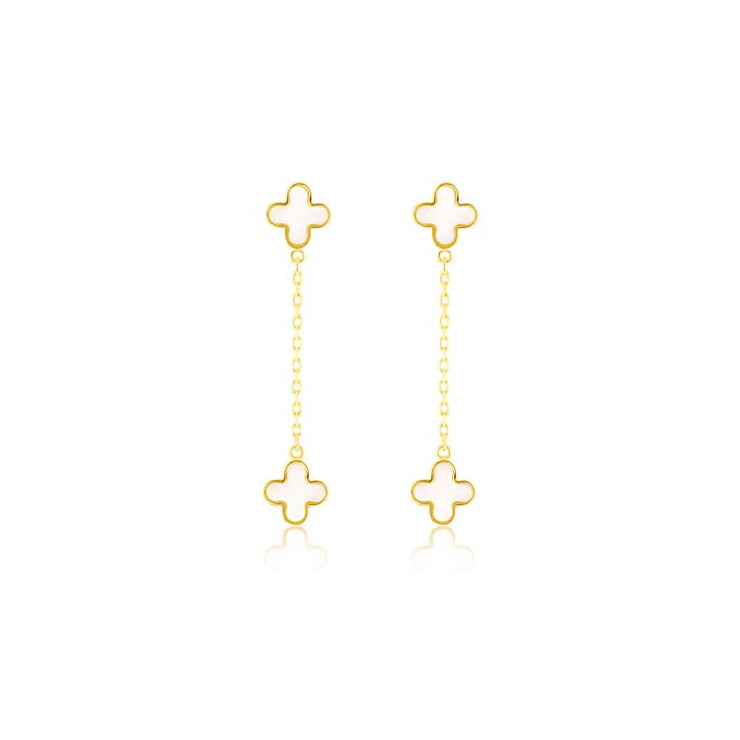 9K Yellow Gold Mop Petal Drop Earrings | The Jewellery Boutique