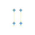 9K Yellow Gold Turquoise Petal Drop Earrings | The Jewellery Boutique