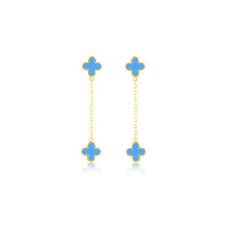 9K Yellow Gold Turquoise Petal Drop Earrings | The Jewellery Boutique