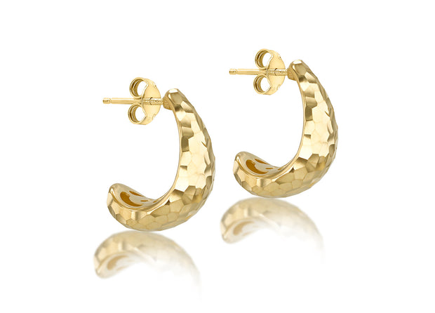 9K Yellow Gold J Shape Stud Earrings