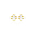 9K Yellow Gold Mother of Pearl Petal Stud Earrings