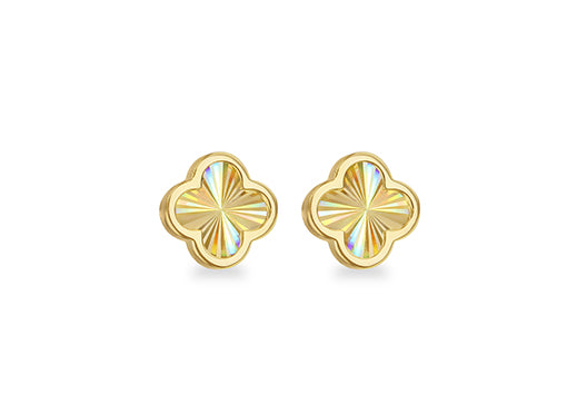 9K Yellow Gold Rainbow Petal Stud Earrings