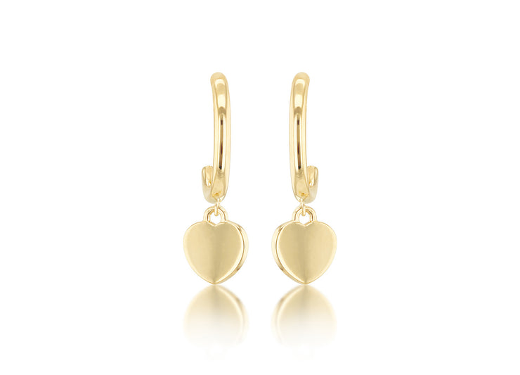 9K Yellow Gold Heart Drop Earring