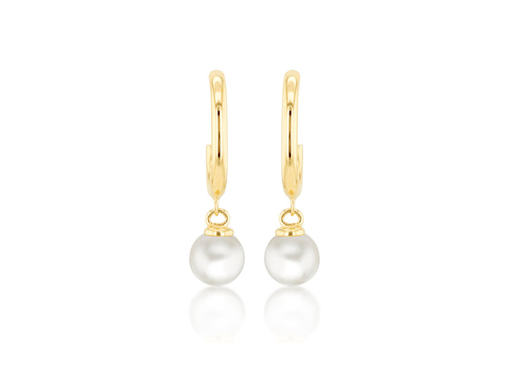 9K Yellow Gold Freshwater Pearl Drop Earrings