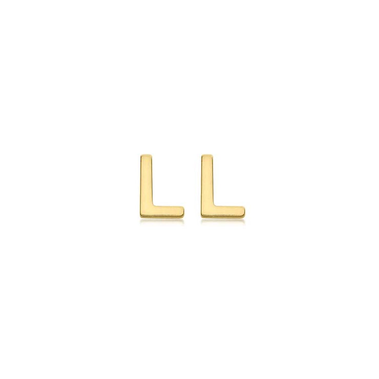 9K Yellow Gold Mini Initial 'L' Stud Earrings | The Jewellery Boutique