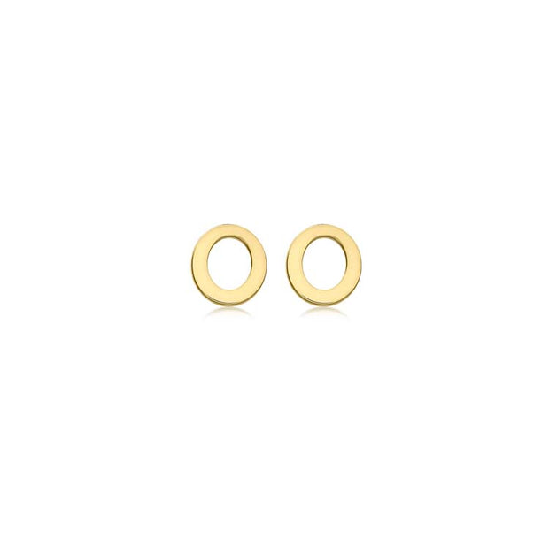 9K Yellow Gold Mini Initial 'O' Stud Earrings | The Jewellery Boutique