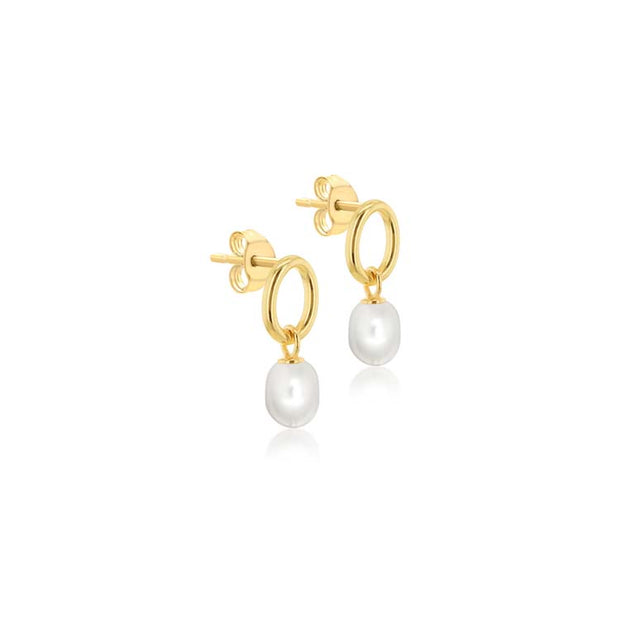 9K Yellow Gold Freshwater Oval Baroque Pearl Drop Earrings | The Jewellery Boutique