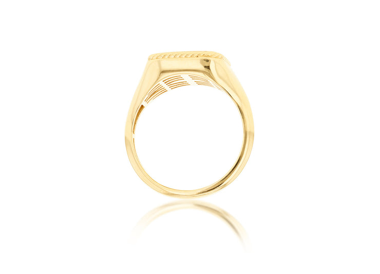 9K Yellow Gold Square Rope Signet Ring