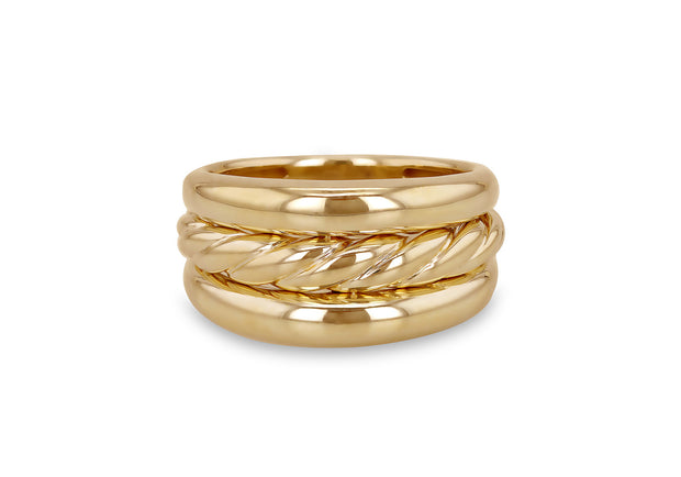 9K Yellow Gold Wide Rope Ring