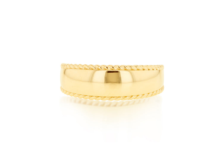 9K Yellow Gold Wide Rope Edge Ring