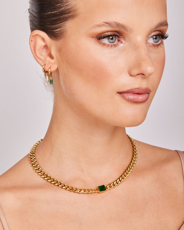 Aurora Cubic Zirconia Curb Link Necklace, alternate view — Zoe Olivia