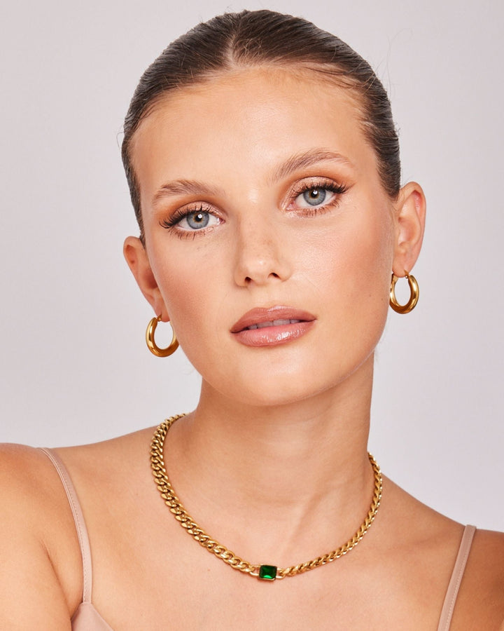 Aurora Cubic Zirconia Curb Link Necklace — Zoe Olivia