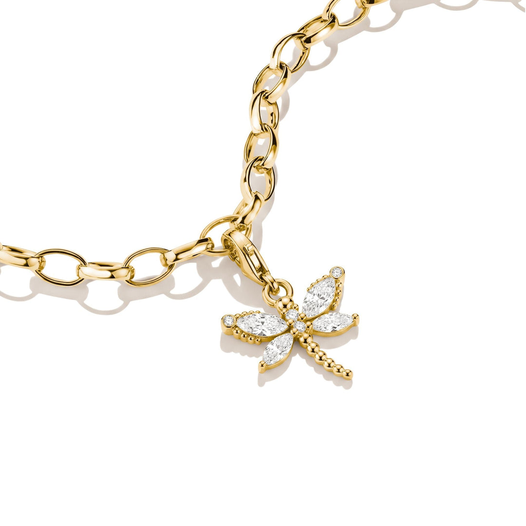 THOMAS SABO Gold-Plated Heart Charm with Heart-Cut White Zirconia