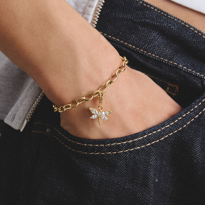 THOMAS SABO Gold-Plated Heart Charm with Heart-Cut White Zirconia